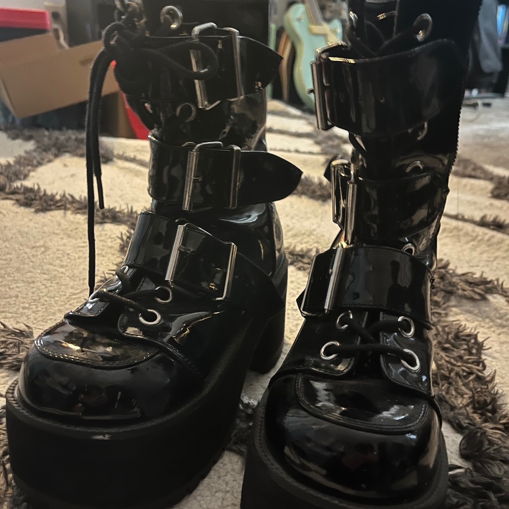 Demonia Ranger-308 Black Patent Heel Boot